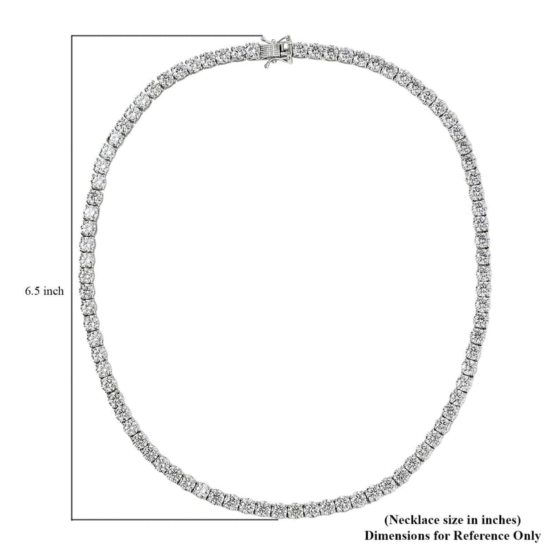 D'Joy Moissanite Tennis Necklace 18 Inches in Platinum Over Sterling Silver 36.35 ctw