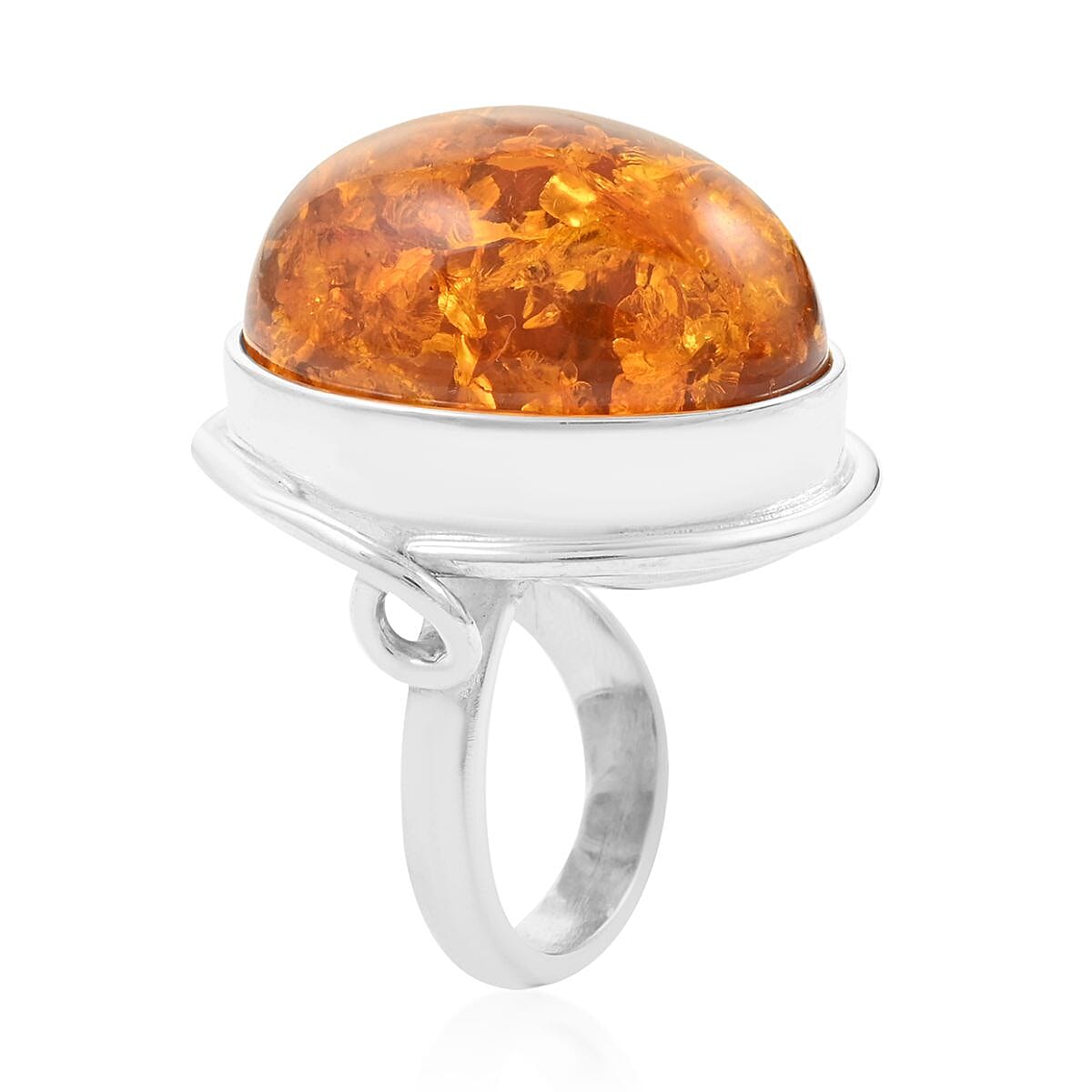 Baltic Amber Ring in Sterling Silver (Adjustable) image number 3