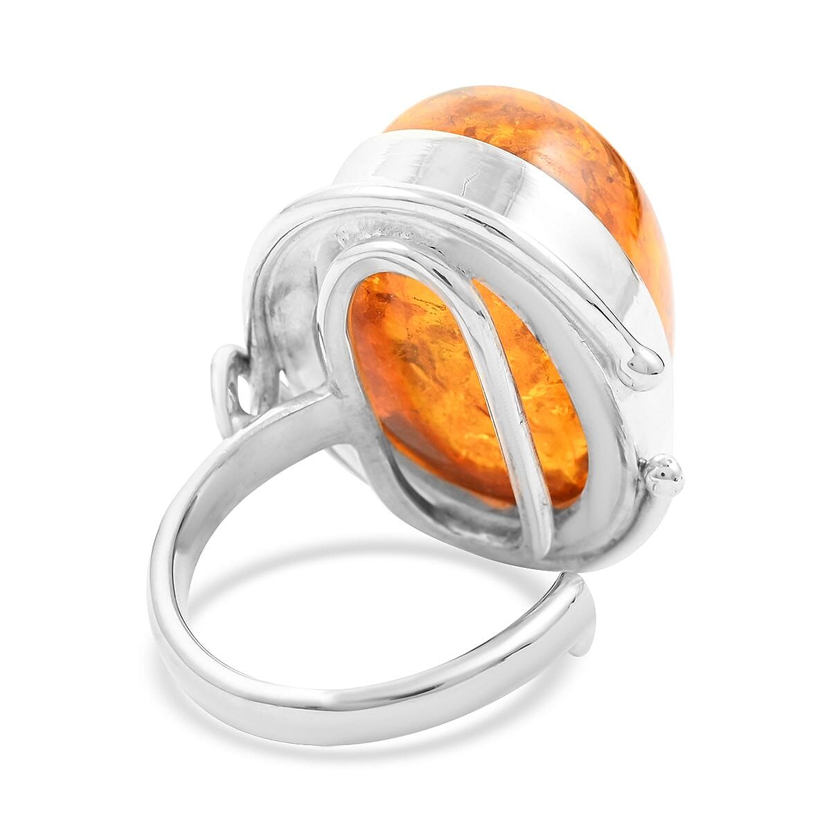 Baltic Amber Ring in Sterling Silver (Adjustable) image number 4