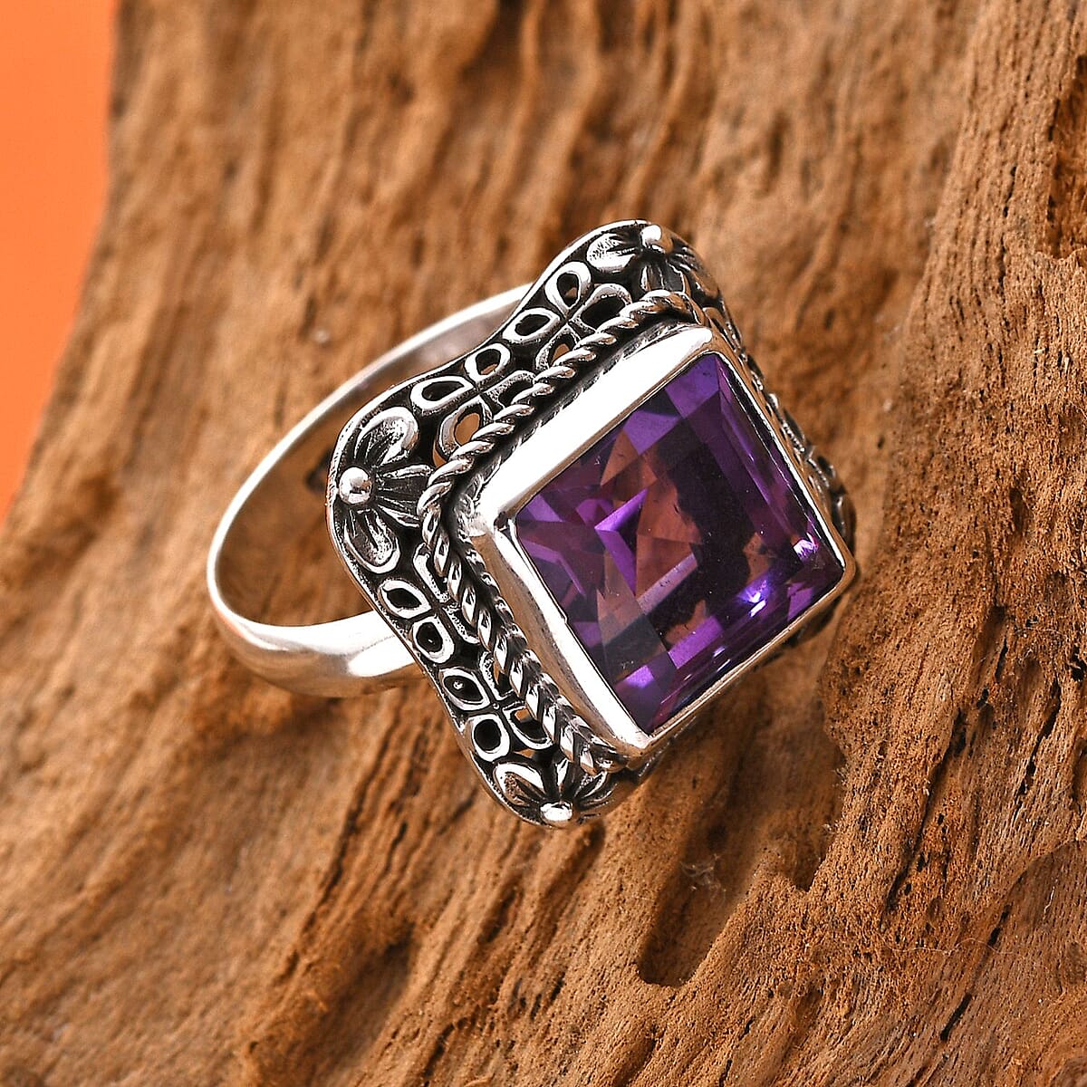 Bali Legacy Rose De France Amethyst Ring in Sterling Silver 5.10 ctw image number 1