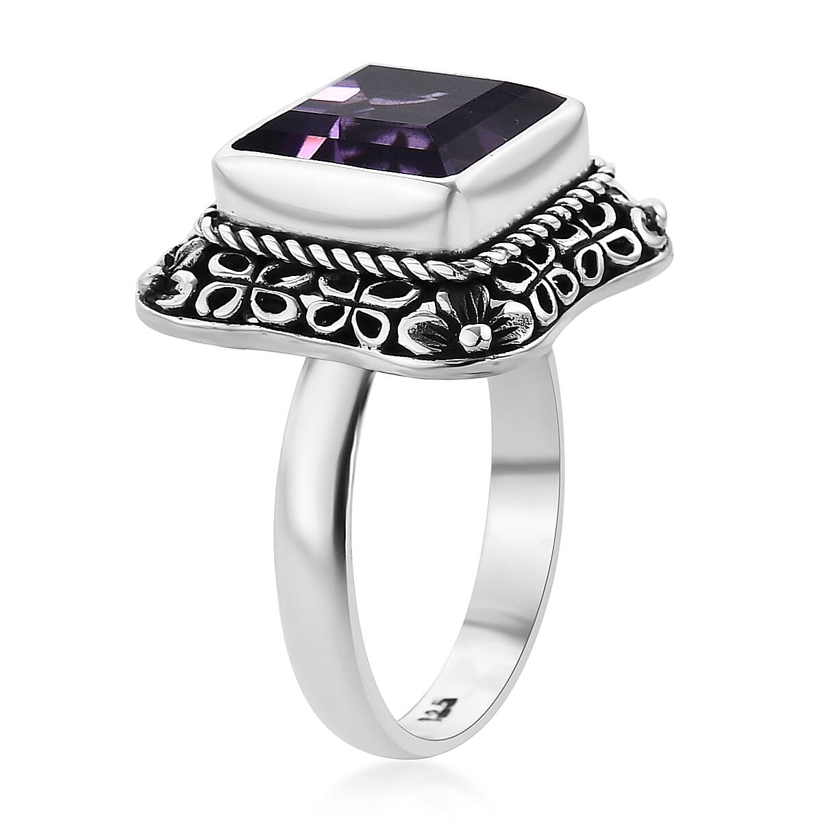 Bali Legacy Rose De France Amethyst Ring in Sterling Silver 5.10 ctw image number 3