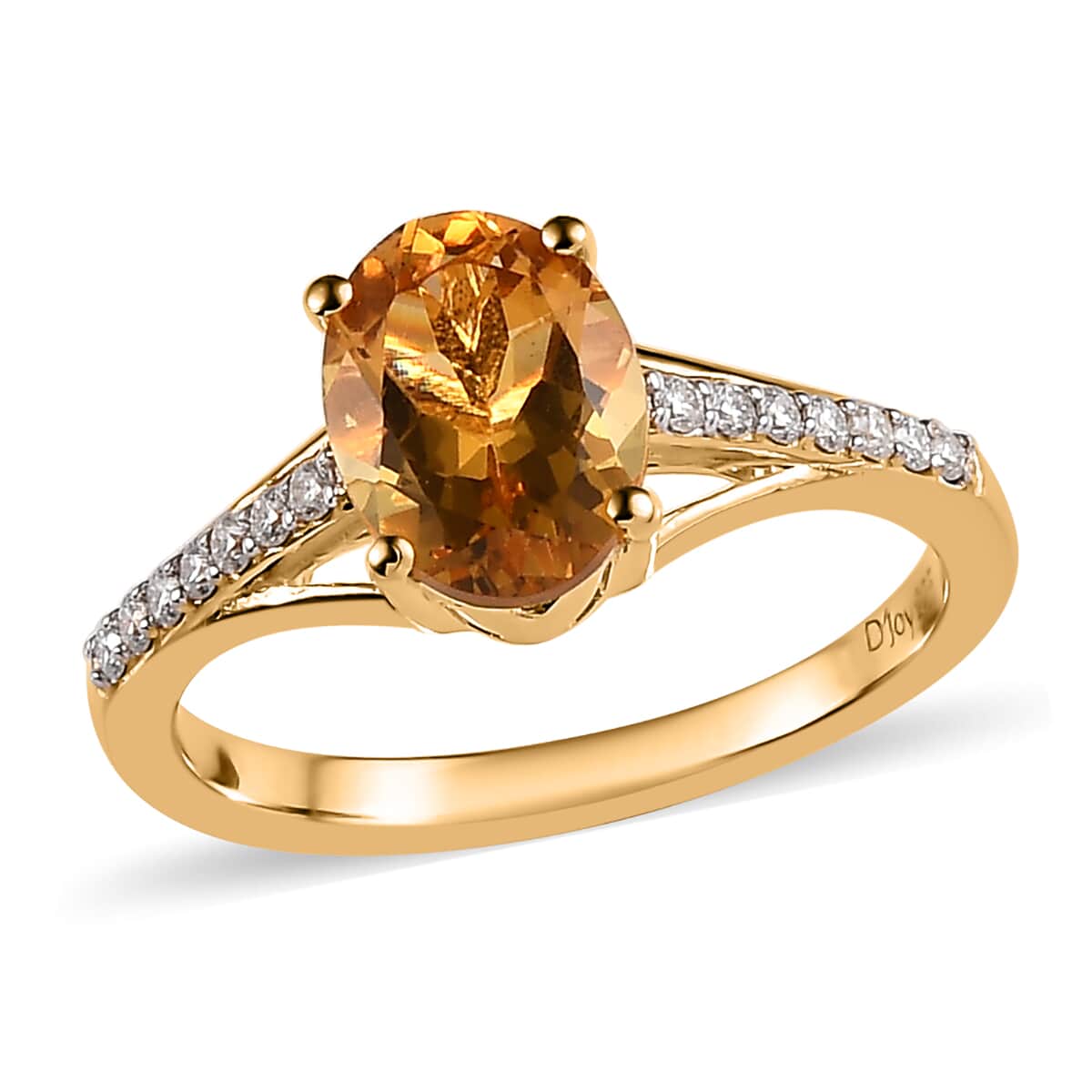 Premium Brazilian Heliodor and Moissanite Ring in Vermeil Yellow Gold Over Sterling Silver 1.15 ctw image number 0