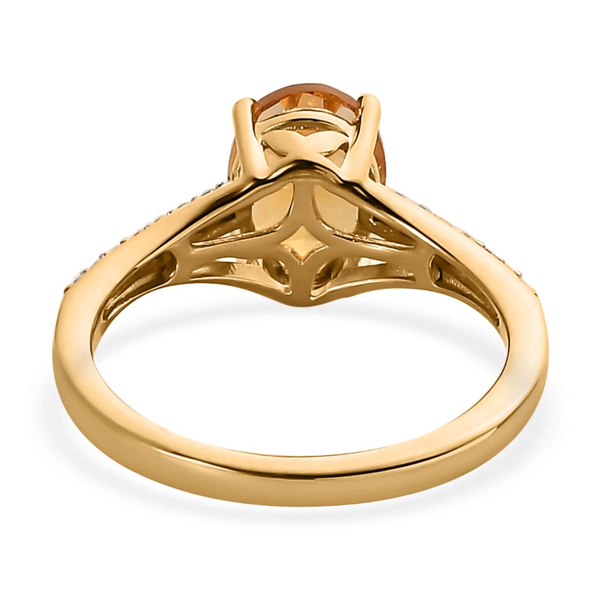 Premium Brazilian Heliodor and Moissanite Ring in Vermeil Yellow Gold Over Sterling Silver 1.15 ctw image number 4