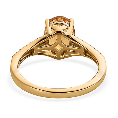 Premium Brazilian Heliodor and Moissanite Ring in Vermeil Yellow Gold Over Sterling Silver (Size 10.0) 1.15 ctw