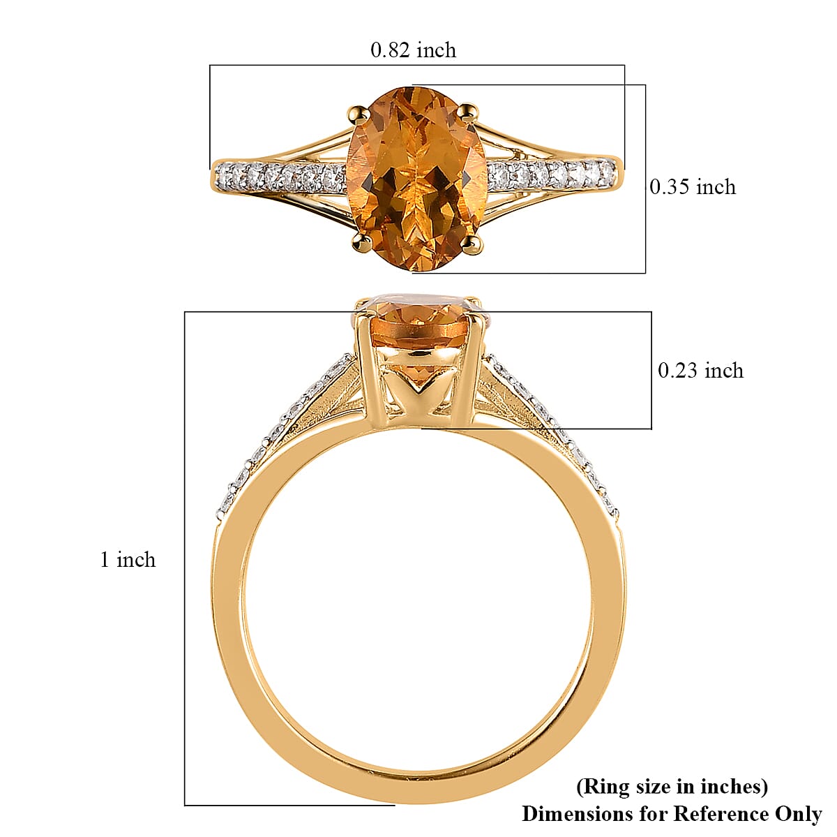 Premium Brazilian Heliodor and Moissanite Ring in Vermeil Yellow Gold Over Sterling Silver (Size 10.0) 1.15 ctw