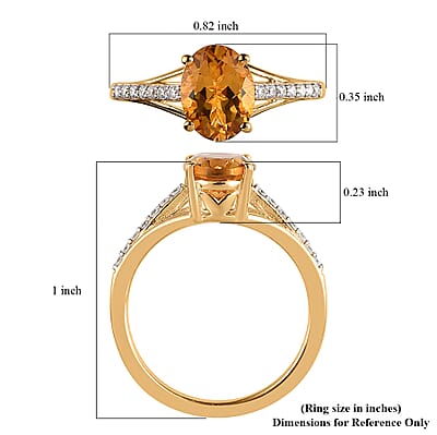 Premium Brazilian Heliodor and Moissanite Ring in Vermeil Yellow Gold Over Sterling Silver (Size 10.0) 1.15 ctw