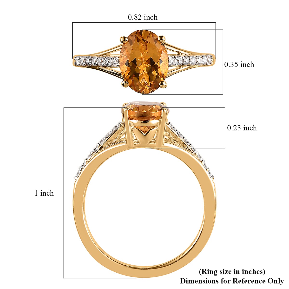 Premium Brazilian Heliodor and Moissanite Ring in Vermeil Yellow Gold Over Sterling Silver (Size 6.0) 1.15 ctw image number 5