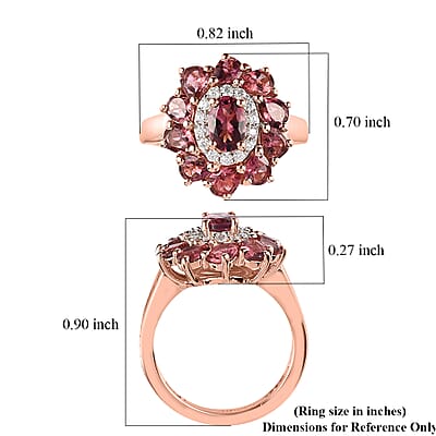 Premium Morro Redondo Pink Tourmaline and Moissanite Floral Ring in Vermeil Rose Gold Over Sterling Silver (Size 10.0) 2.25 ctw