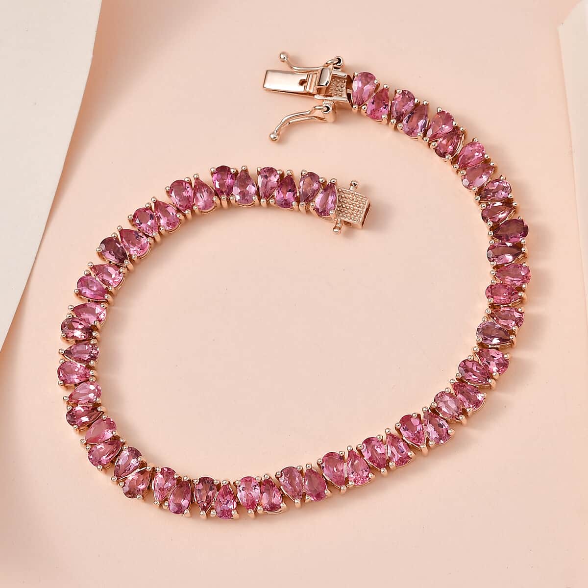 Premium Morro Redondo Pink Tourmaline Bracelet in Vermeil Rose Gold Over Sterling Silver (6.50 In) 9.90 ctw image number 1