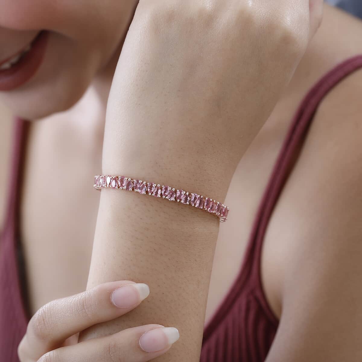 Premium Morro Redondo Pink Tourmaline Bracelet in Vermeil Rose Gold Over Sterling Silver (6.50 In) 9.90 ctw image number 2