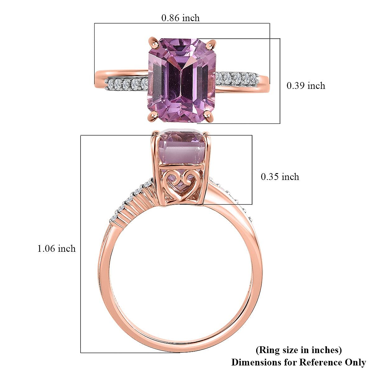 Luxoro 14K Rose Gold AAA Patroke Kunzite and G-H I3 Diamond Ring (Size 8.5) 4.50 ctw image number 5