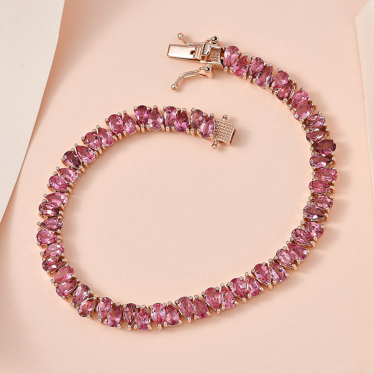 Premium Morro Redondo Pink Tourmaline Bracelet in Vermeil Rose Gold Over Sterling Silver (8.00 In) 12.20 ctw image number 1