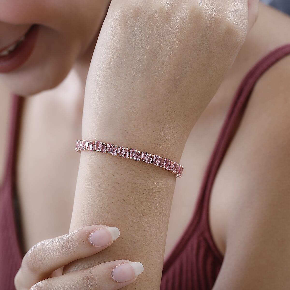 Premium Morro Redondo Pink Tourmaline Bracelet in Vermeil Rose Gold Over Sterling Silver (8.00 In) 12.20 ctw image number 2