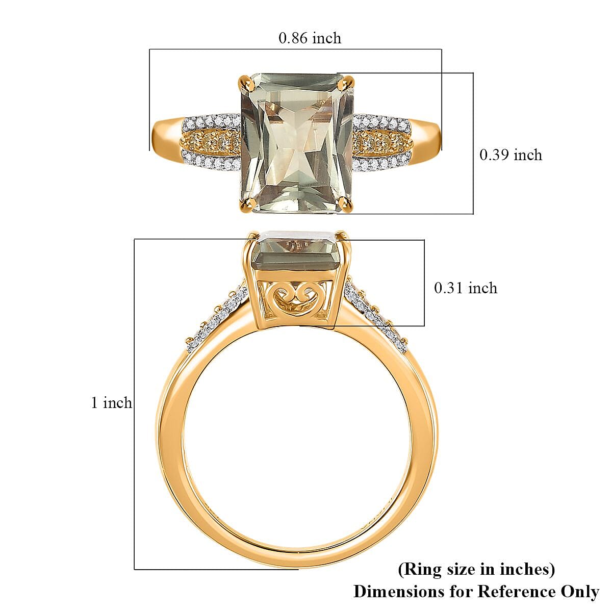 Iliana 18K Yellow Gold Radiant Cut AAA Turkizite, SI Natural Yellow and White Diamond Ring (Size 10.0) 4.15 Grams 4.10 ctw image number 5