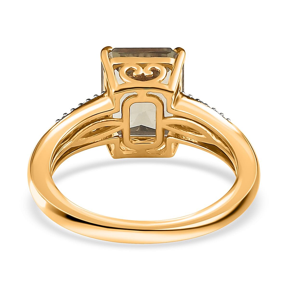 Iliana 18K Yellow Gold Radiant Cut AAA Turkizite, SI Natural Yellow and White Diamond Ring (Size 8.5) 4.15 Grams 4.10 ctw image number 4