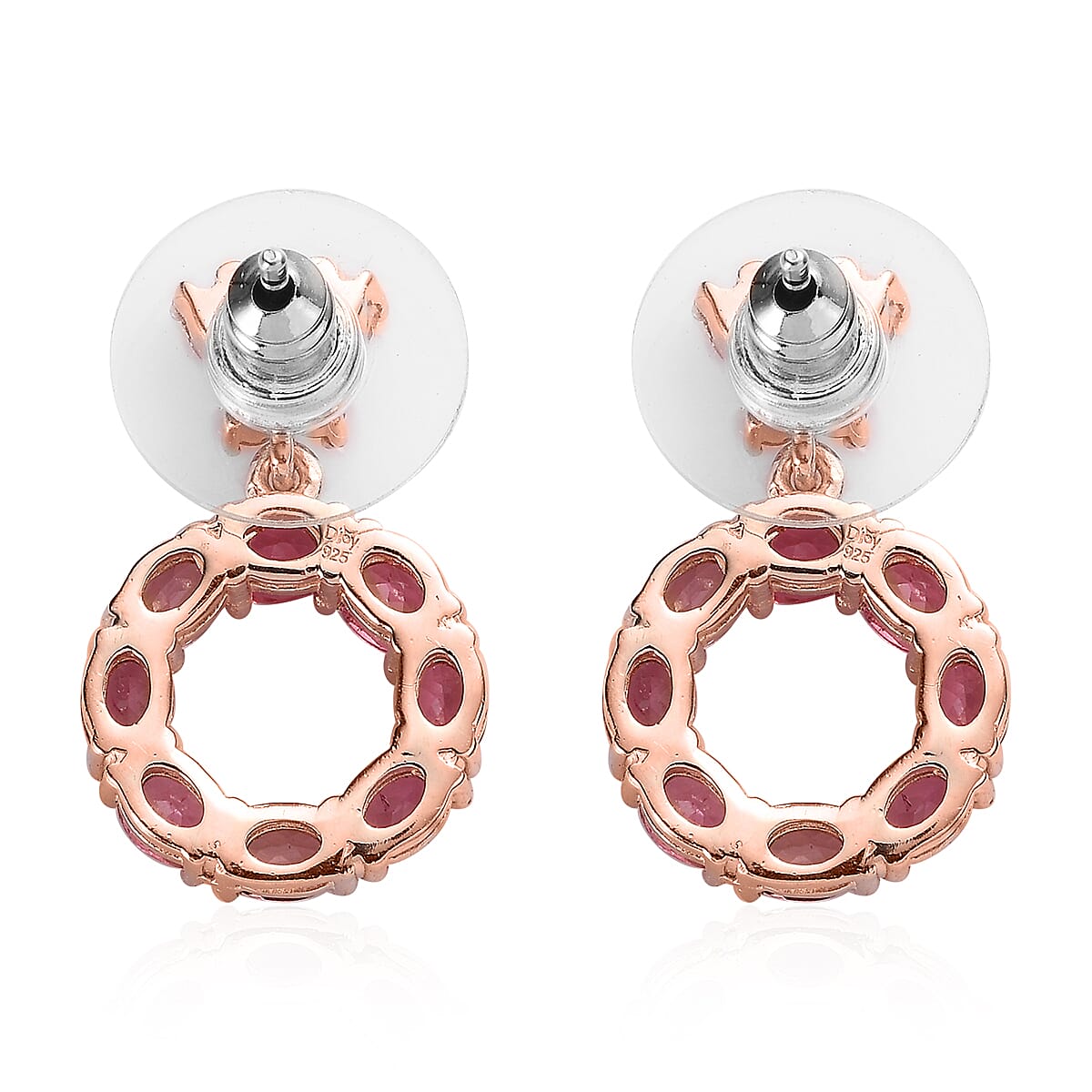 Premium Morro Redondo Pink Tourmaline Dangling Earrings in Vermeil Rose Gold Over Sterling Silver 3.25 ctw image number 3