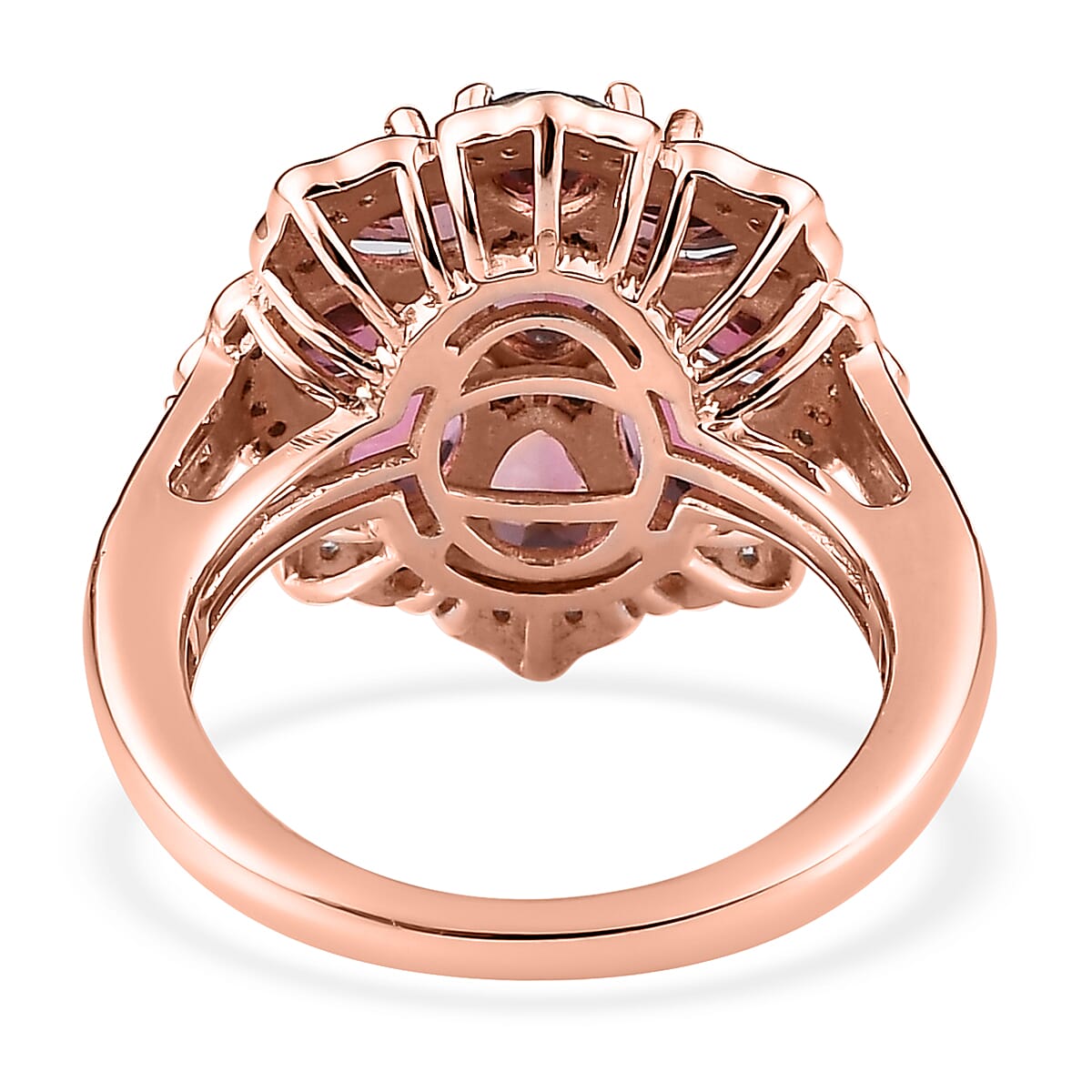 Premium Morro Redondo Pink Tourmaline and White Zircon Floral Ring in Vermeil Rose Gold Over Sterling Silver (Size 7.0) 2.85 ctw image number 4