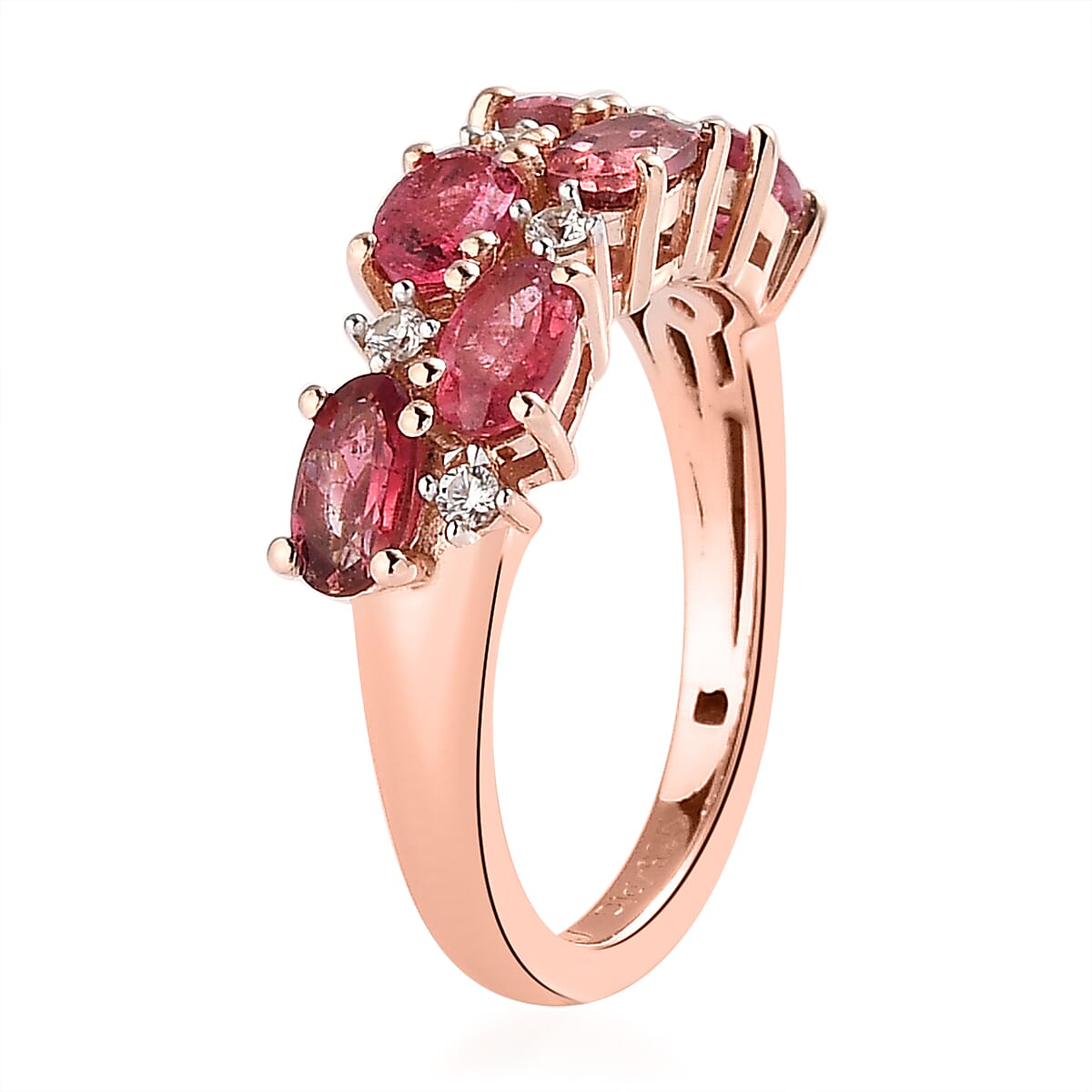 Premium Morro Redondo Pink Tourmaline and White Zircon Ring in Vermeil Rose Gold Over Sterling Silver 1.50 ctw image number 3
