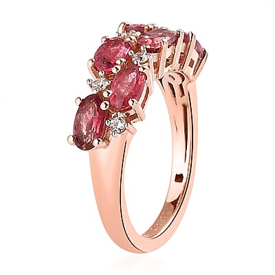 Premium Morro Redondo Pink Tourmaline and White Zircon Ring in Vermeil Rose Gold Over Sterling Silver (Size 10.0) 1.50 ctw