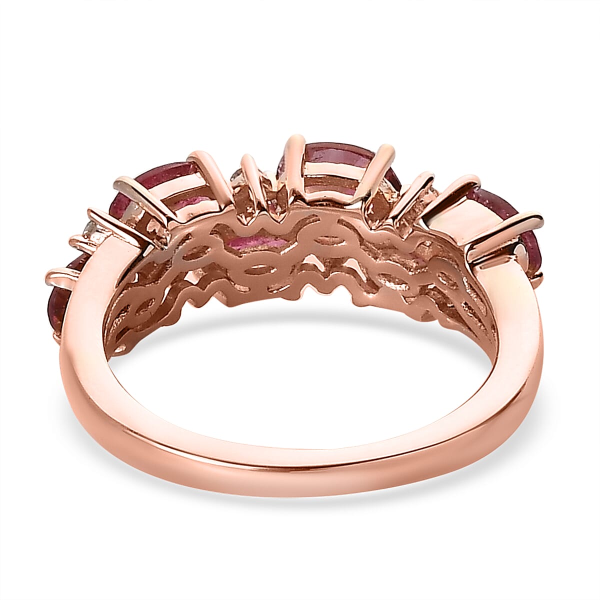 Premium Morro Redondo Pink Tourmaline and White Zircon Ring in Vermeil Rose Gold Over Sterling Silver 1.50 ctw image number 4