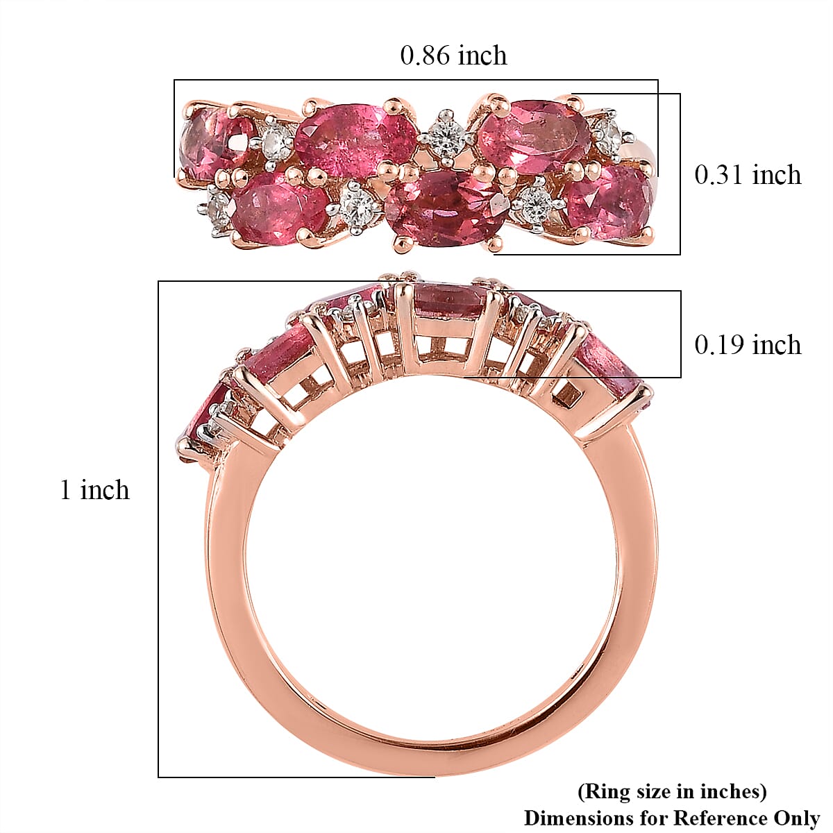 Premium Morro Redondo Pink Tourmaline and White Zircon Ring in Vermeil Rose Gold Over Sterling Silver 1.50 ctw image number 5