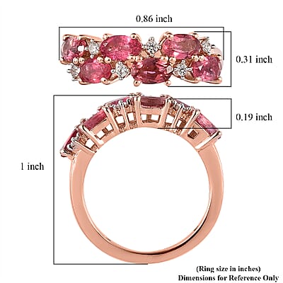 Premium Morro Redondo Pink Tourmaline and White Zircon Ring in Vermeil Rose Gold Over Sterling Silver (Size 10.0) 1.50 ctw