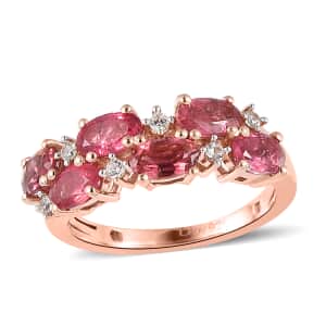 Premium Morro Redondo Pink Tourmaline and White Zircon Ring in Vermeil Rose Gold Over Sterling Silver (Size 7.0) 1.50 ctw