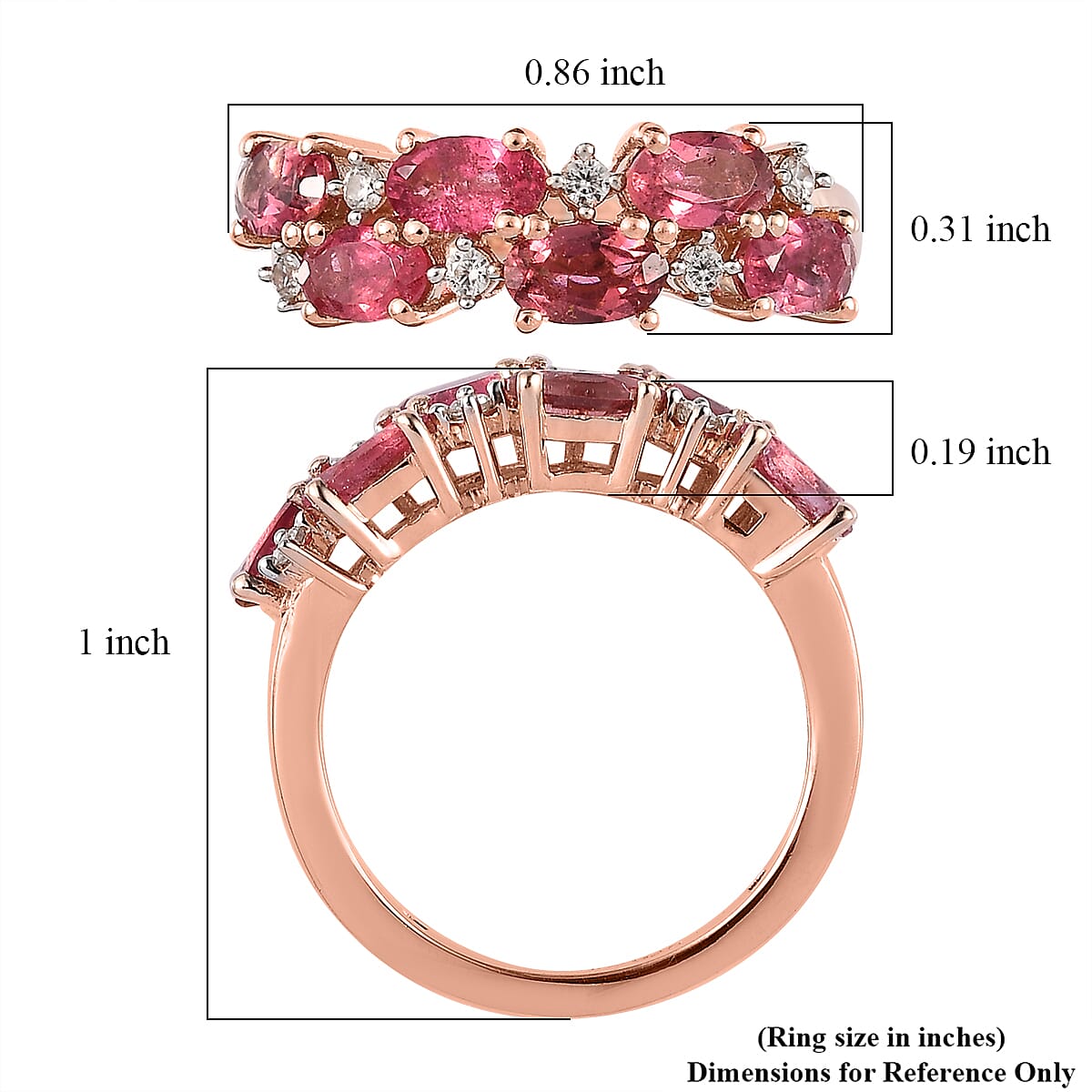 Premium Morro Redondo Pink Tourmaline and White Zircon Ring in Vermeil Rose Gold Over Sterling Silver (Size 7.0) 1.50 ctw image number 5