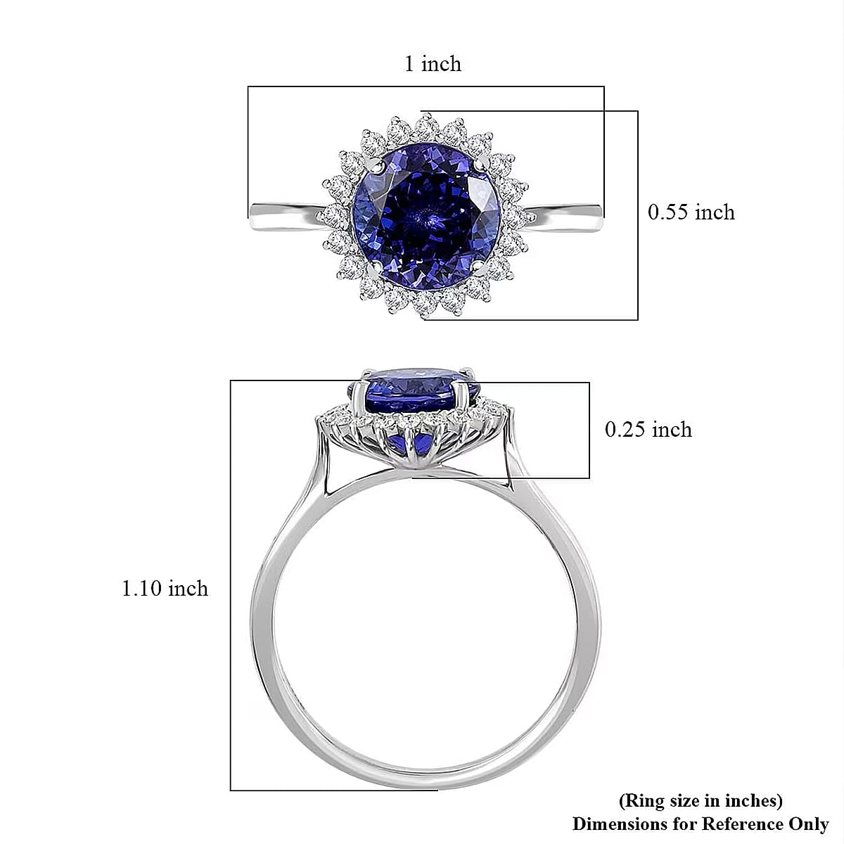 Certified Rhapsody 950 Platinum AAAA Tanzanite and E-F VS Diamond Sunburst Ring (Size 11.0) 5.40 Grams 3.30 ctw image number 5