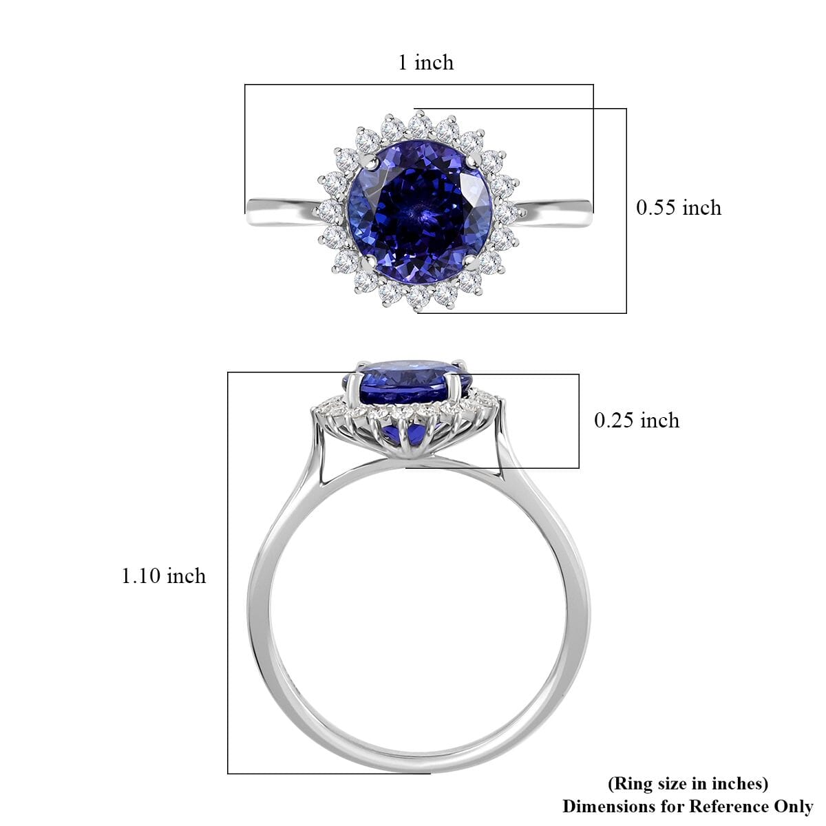 Certified Rhapsody 950 Platinum AAAA Tanzanite and E-F VS Diamond Sunburst Ring (Size 9.5) 5.40 Grams 3.30 ctw image number 5