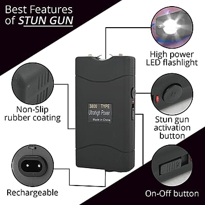 Closeout Kentucky Black Stun Gun with Flashlight