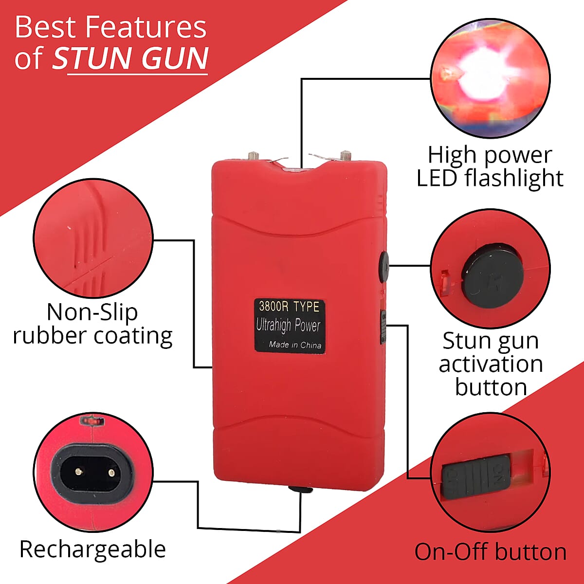 Kentucky Red Stun Gun with Flashlight image number 2