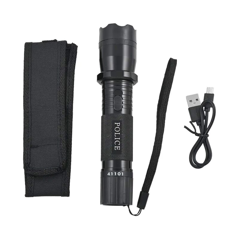 Closeout Black Personal Protection USB Rechargeable Stun Gun With High Power LED Flashlight, Personal Self Defense Tool With Safety Switch