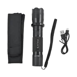 Black Personal Protection USB Rechargeable Stun Gun With High Power LED Flashlight, Personal Self Defense Tool With Safety Switch