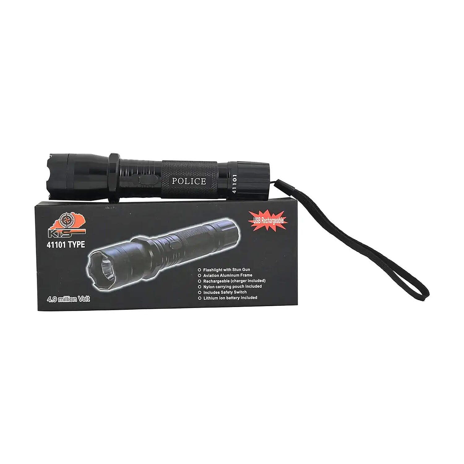 Closeout Black Personal Protection USB Rechargeable Stun Gun With High Power LED Flashlight, Personal Self Defense Tool With Safety Switch