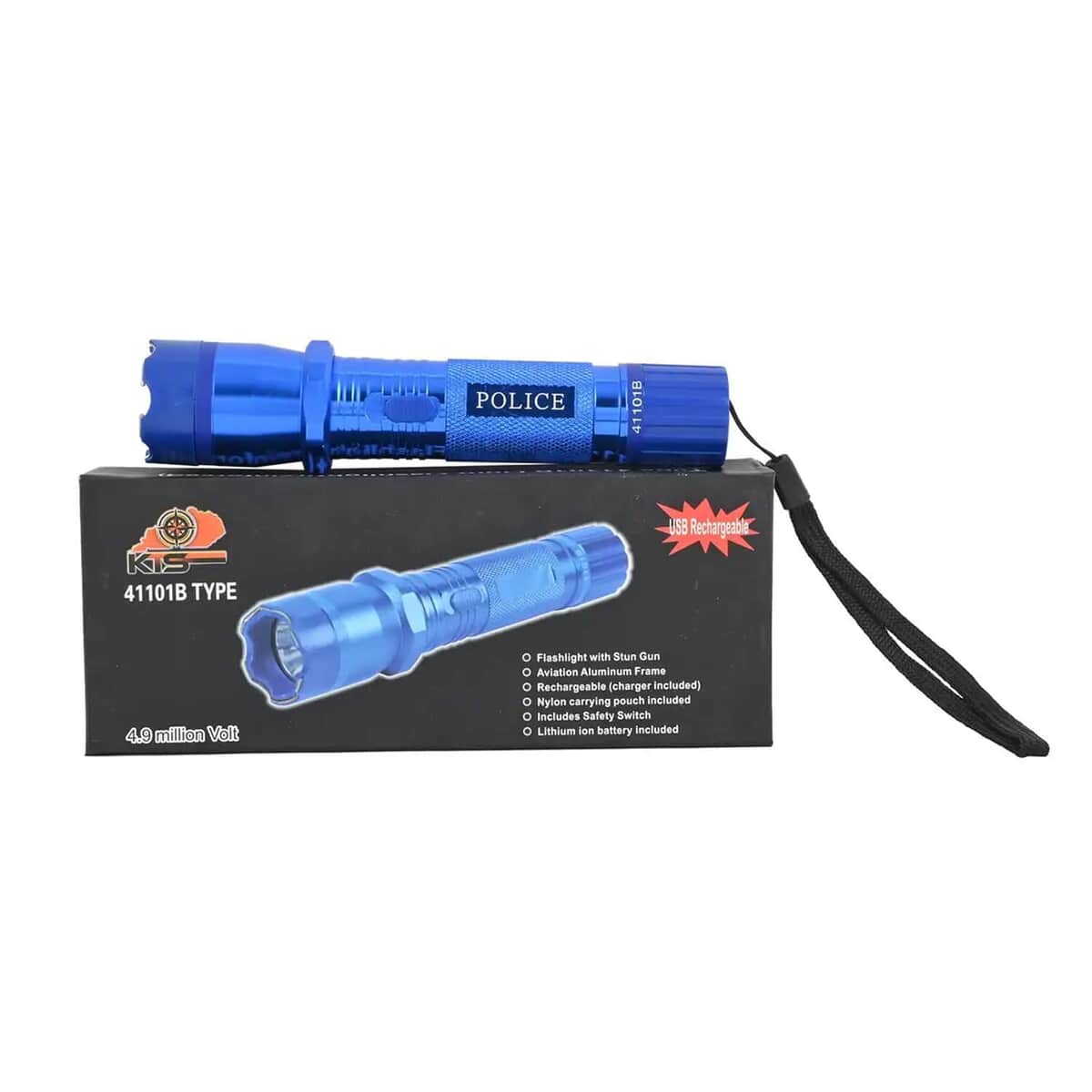 Blue Personal Protection USB Rechargeable Stun Gun With High Power LED Flashlight, Personal Self Defense Tool With Safety Switch image number 6