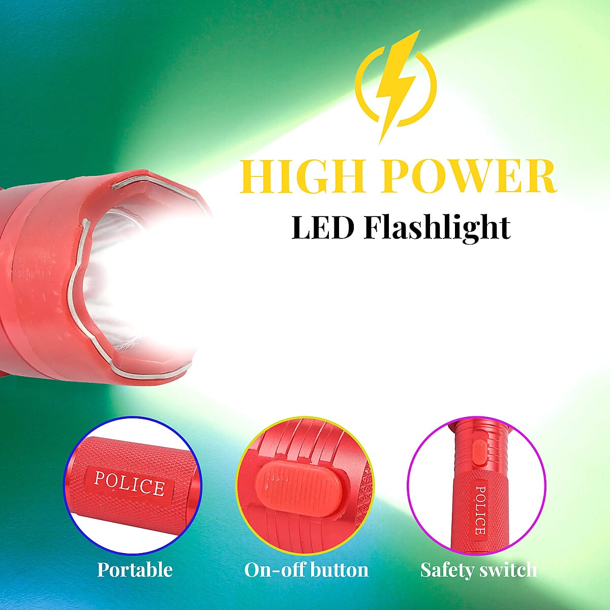Closeout Red Personal Protection USB Rechargeable Stun Gun With High Power LED Flashlight, Personal Self Defense Tool With Safety Switch image number 1