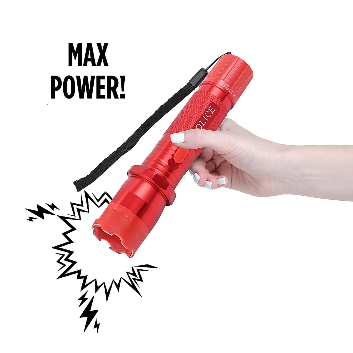 Closeout Red Personal Protection USB Rechargeable Stun Gun With High Power LED Flashlight, Personal Self Defense Tool With Safety Switch image number 3