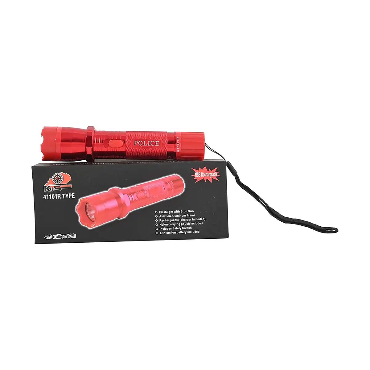 Closeout Red Personal Protection USB Rechargeable Stun Gun With High Power LED Flashlight, Personal Self Defense Tool With Safety Switch image number 5