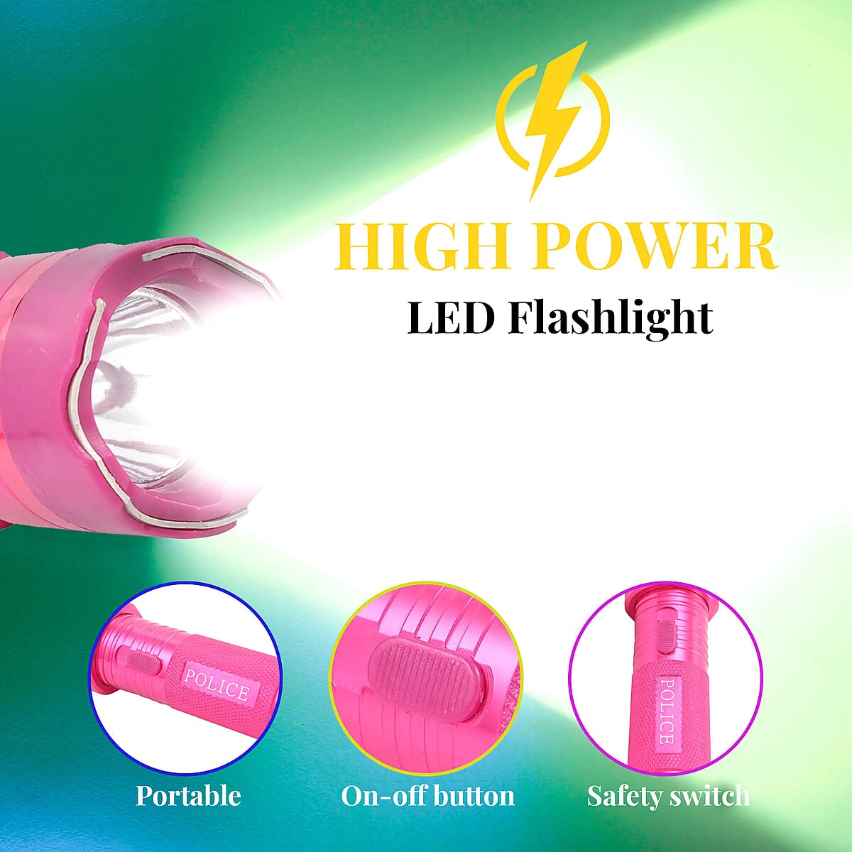 Closeout Pink Personal Protection USB Rechargeable Stun Gun With High Power LED Flashlight, Personal Self Defense Tool With Safety Switch image number 1