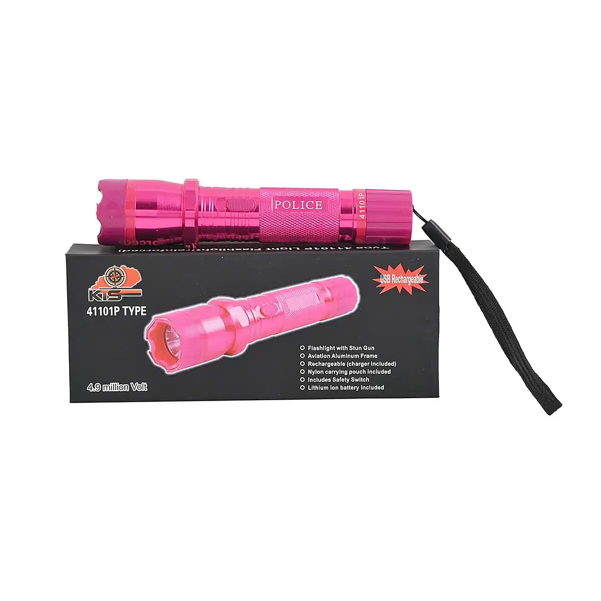 Closeout Pink Personal Protection USB Rechargeable Stun Gun With High Power LED Flashlight, Personal Self Defense Tool With Safety Switch image number 5