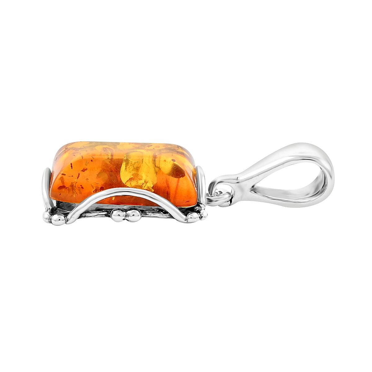 Baltic Amber Solitaire Pendant in Sterling Silver image number 3