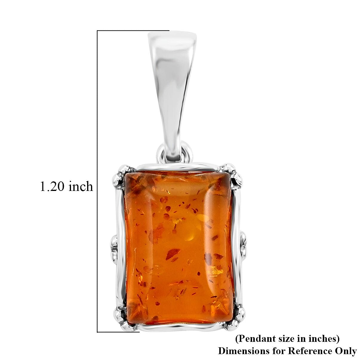 Baltic Amber Solitaire Pendant in Sterling Silver image number 4
