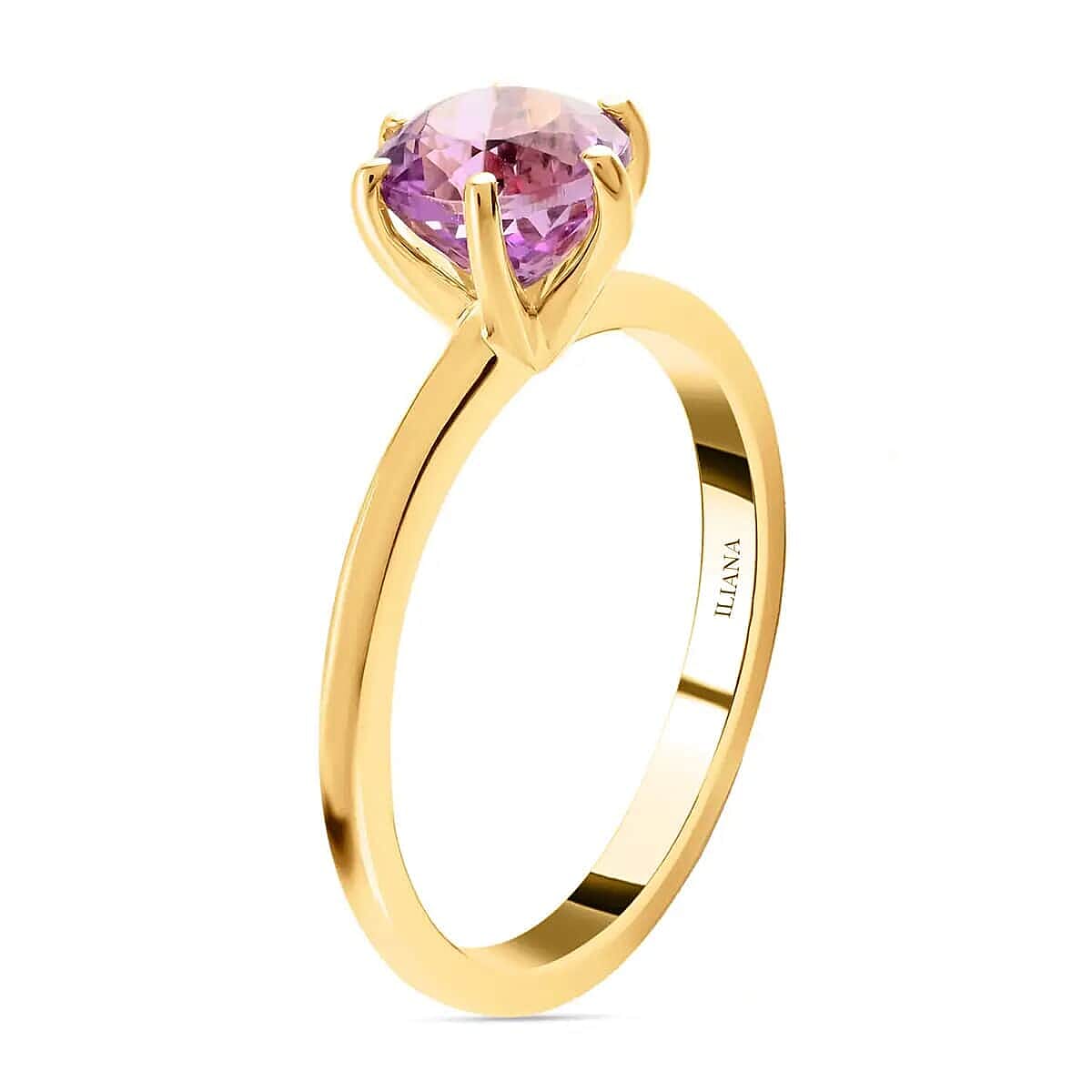 Certified & Appraised Iliana AAA Patroke Kunzite 1.75 ctw Solitaire Ring in 18K Yellow Gold, Wedding Ring (Size 7.5) image number 3