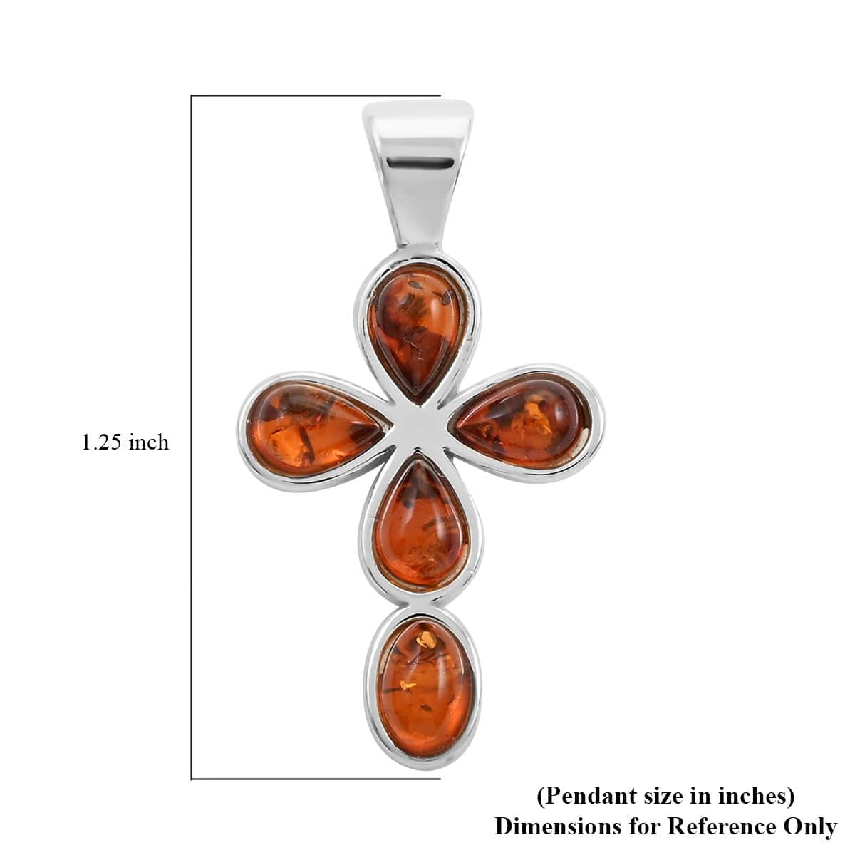 Baltic Amber Cross Pendant in Sterling Silver image number 4