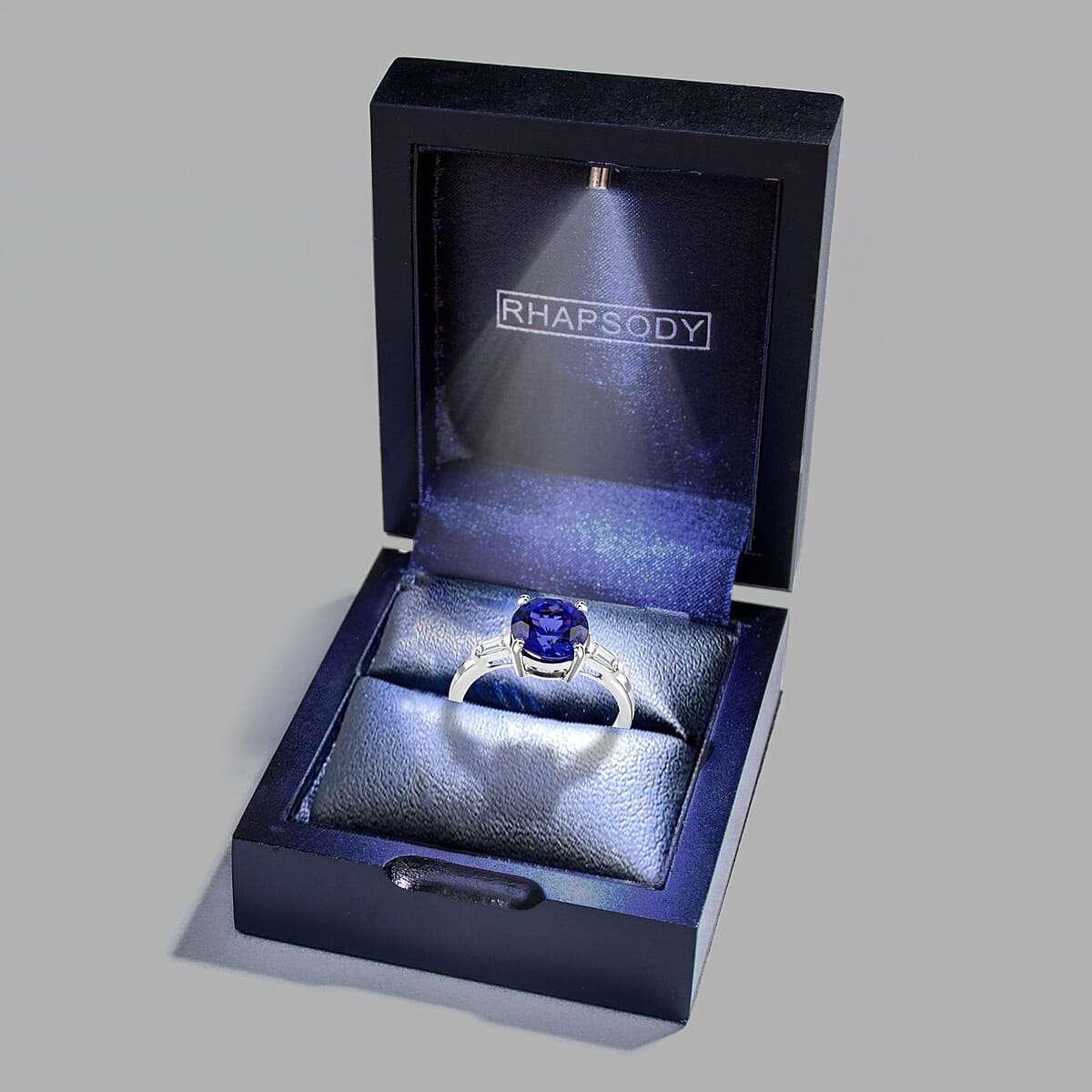 Rhapsody Certified And Appraised AAAA Tanzanite Ring,  E-F VS Diamond Accent Ring, 950 Platinum Ring, Wedding Ring 4.50 Grams 2.20 ctw image number 6