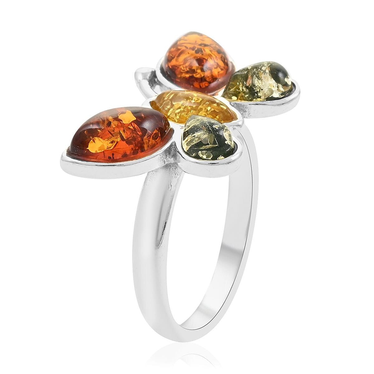 Baltic Amber Butterfly Ring in Sterling Silver (Size 10.0) image number 3