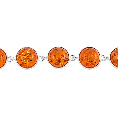 Baltic Amber Station Bracelet in Sterling Silver (6.00 In) with Extender