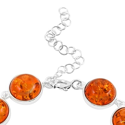 Baltic Amber Station Bracelet in Sterling Silver (6.00 In) with Extender