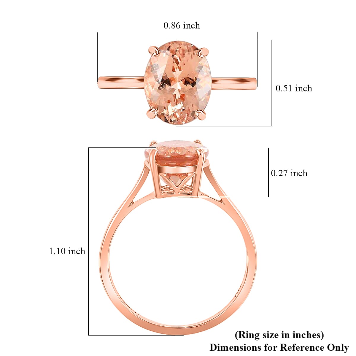 Certified and Appraised Luxoro 14K Rose Gold AAA Marropino Morganite Solitaire Ring (Size 5.0) 3.35 ctw